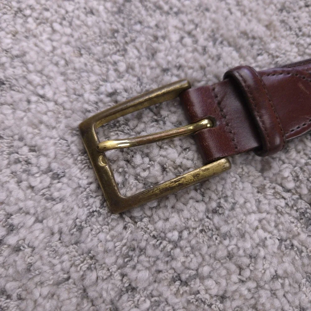Johnston Murphy Belt Men Size 38 Aniline Kipskin Shoulders Leather Brown Black
